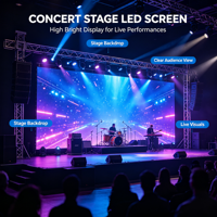 Écran LED modulaire d'extérieur à louer, anti-collision, revêtement GOB, étanche IP65, luminosité 3000 cd, affichage LED Adobe RGB 98%