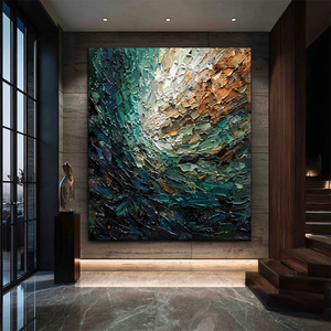 Póster Decorativo Pintado <span class=keywords><strong>a</strong></span> <span class=keywords><strong>Mano</strong></span>, Pintura al Óleo Hecha <span class=keywords><strong>a</strong></span> <span class=keywords><strong>Mano</strong></span>, Lámina <span class=keywords><strong>de</strong></span> Oro sobre Lienzo, Imagen Abstracta con Textura, Arte Mural 3D, Obras <span class=keywords><strong>de</strong></span> Arte, Pinturas - Product Image 6