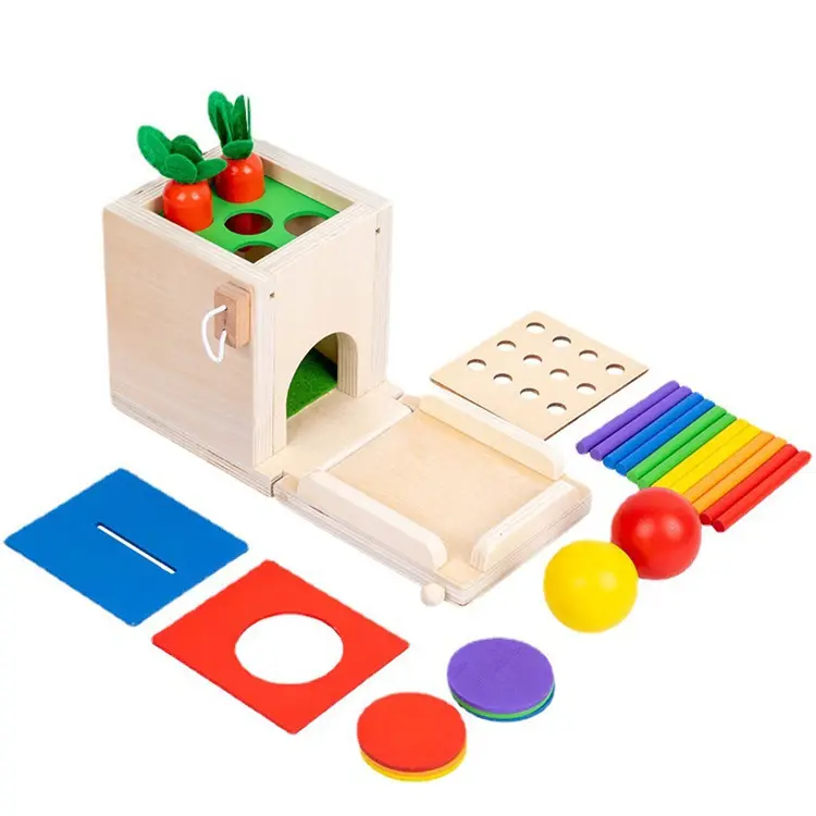 Деревянные игрушки для детей Монтессори 4 в 1 развивающий игровой набор Детские обучающие игрушки в коробке Обучающие игрушки Монтессори деревянные игрушки