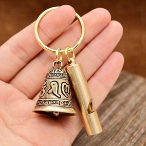 Rétro Sculpture Bouddhisme Six Caractères <span class=keywords><strong>Mantra</strong></span> Vintage Bijoux En Laiton Cloche Porte-clés Cuivre Cloche En Métal Porte-clés Porte-Bonheur Souvenir - Product Image 5