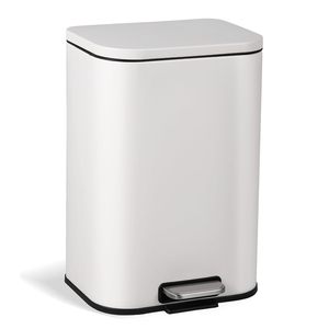Bathroom Trash Can <b>Square</b> Stainless Steel Pedal <b>Bin</b> 12L Luxury Metal Toilet Step Trash <b>Bin</b> With Lid - Product Image 1
