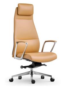 Silla de Oficina Ejecutiva Moderna de Cuero con Respaldo Alto, Altura Ajustable, Elegante, para Oficina en Casa, Hotel, Cómoda, de Acero Inoxidable - Product Image 6