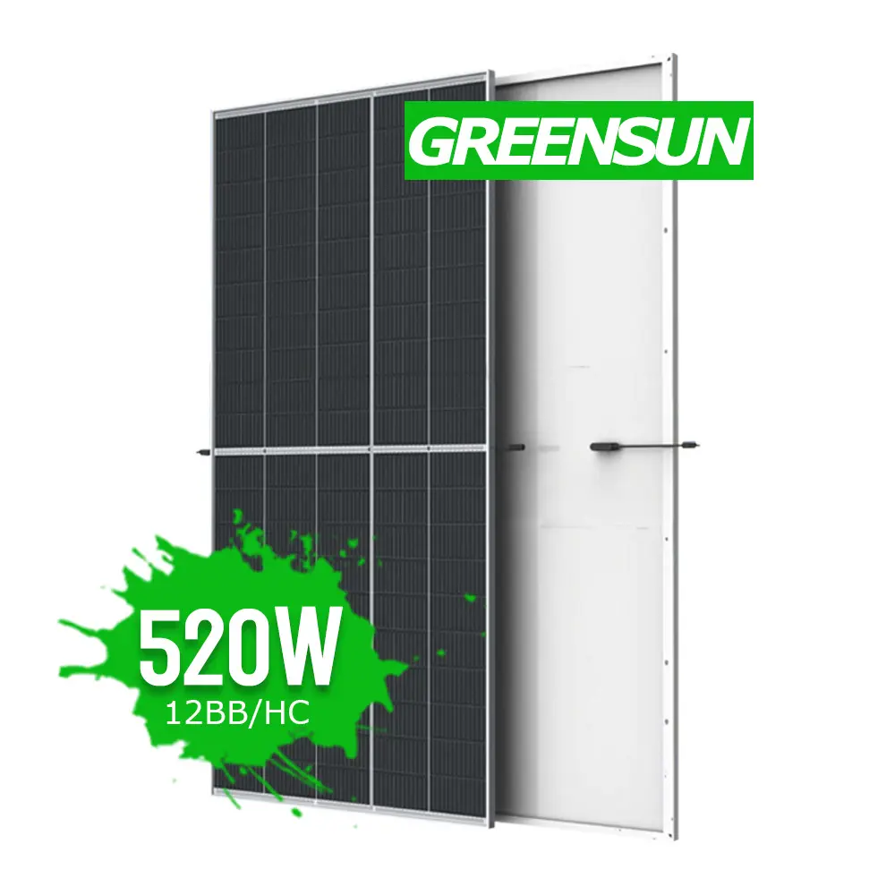 Greensun Nhà Máy 530W Năng Lượng Mặt Trời Bảng Điều Khiển Mono 510W 520W Panel Năng Lượng Mặt Trời Cho Mái Nhà