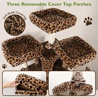 Torre para Gatos Starmoon para Gatos de Interior com Poste de Arranhar, Rede, Plataformas, Condomínios com Cesto Suspenso Design Leopardo