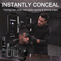 Traitement de la perte de cheveux, ensemble de fibres de kératine naturelles, spray résistant à l'eau, tenue forte, applicateur, poudre de fibres pour construire les cheveux
