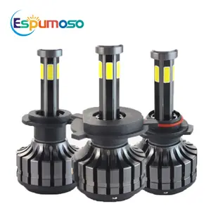 Farol de led automotivo, farol de led para carros com 6 lados, cob, feixe alto e baixo, h4, h7, 9005, h13, 12v, 24v, branco 6000k