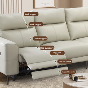 Canapé inclinable minimaliste en cuir de grain supérieur avec mode paresseux réglable et <span class=keywords><strong>armoire</strong></span> de contrôle intelligente pour le salon. - Product Image 2