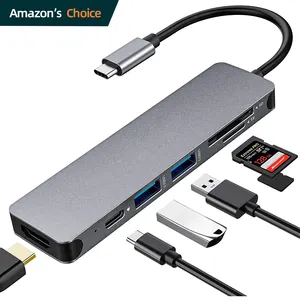 Concentrador de adaptador de alta velocidad para dispositivos electrónicos, estación de acoplamiento de alta velocidad, multipuerto 7 en 1, tipo c, hub usb 3,0, venta al por mayor