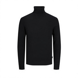 <b>Black</b> Winter <b>Turtleneck</b> <b>Men's</b> 100% Cotton Eco-Friendly Sweater Ribbed Knit Pullover Long Sleeve Crew Neck Alternative - Product Image 2