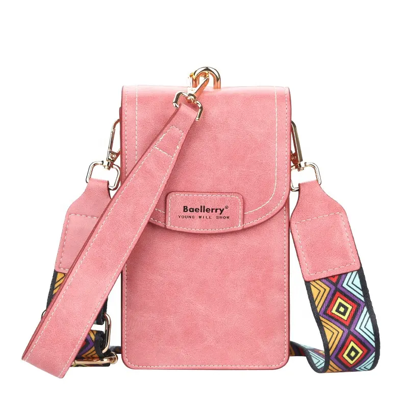 Fashion PU leather Women Crossbody phone bag with wrist strap wristlet phone bag cell phone wallet purse multi color