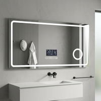 Custom European Style LED Digital Display Smart Bathroom Mirror, 5mm Shatterproof Tempered Glass