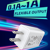 Cargador de Teléfono Portátil de Viaje Rápido con un Solo Puerto USB de 5W 5V 1A, Marca Shenzhen Lvxiangyuan, Adaptador de Corriente con Enchufe Estadounidense, Certificaciones UL, FCC, DOE, VI, NRCAN