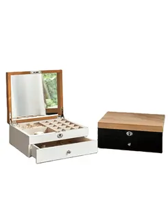 Japanese storage box High-grade hand jewelry gift earrings necklace drawer type solid wood jewelry box with lock