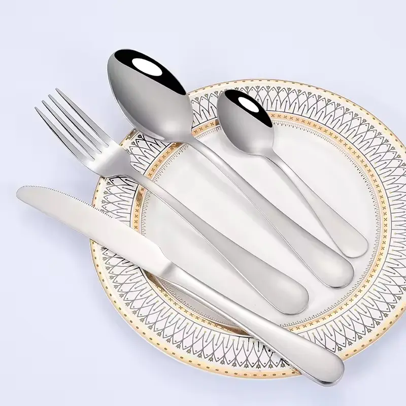 Benutzer definierte Luxus wieder verwendbare Silber Restaurant Bulk Edelstahl Geschirr Set Besteck Hochzeit Gold Besteck schwarz Besteck Set