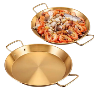 Custom Stainless Steel Paella Pans with Heat Resistant Handles for Seafood Cooking - Product Image 5