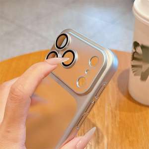 Placcatura smerigliata armatura traslucida <span class=keywords><strong>arancione</strong></span> custodia per telefono per <span class=keywords><strong>iPhone</strong></span> 17 Air 16 15 Pro Max <span class=keywords><strong>Cover</strong></span> rigida antiurto - Product Image 4