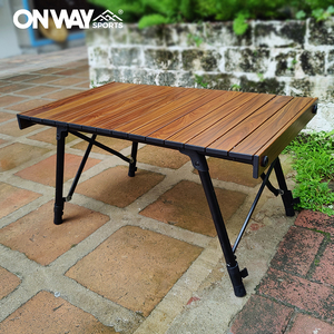 OnwaySports Egg Roll <strong>Table</strong> Outdoor Camping Folding <strong>Table</strong> Aluminium Wood Grain Height Adjustable Portable <strong>Table</strong> - Product Image 4