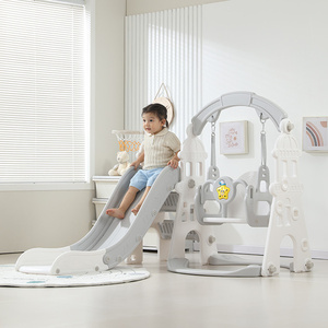 Structure de <span class=keywords><strong>jeu</strong></span> d'intérieur 3 en 1 en forme de château pour enfants avec toboggan, balançoire et panier de basket, en plastique, pour bébé - Product Image 4