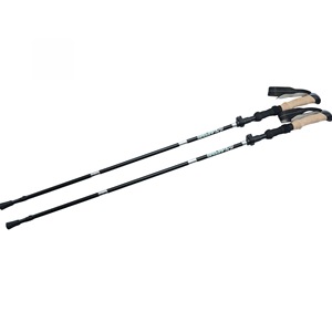 Bâton de randonnée en alliage d'aluminium Peak, 3 sections télescopiques, ultraléger, pour la randonnée en plein air, avec poignée en liège et verrouillage externe - Product Image 5