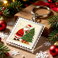 Meilleures ventes transfrontalières : Étiquette de Noël en acrylique Père Noël, impression numérique, estampage à chaud, design de sceau exquis, cadeau de fêtes