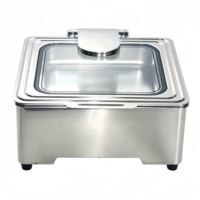 Réchaud de buffet carré en verre 304, design moderne, pour mariages et réceptions, équipement de restauration haut de gamme pour maintien au chaud des aliments
