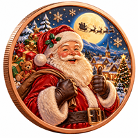 Pièce de monnaie commémorative de Noël personnalisée en cuivre pur 999 de 1 oz, avec boîte cadeau, impression UV en relief 3D, objet de collection, souvenir