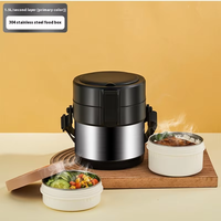 Boîte à lunch bento à plusieurs niveaux en acier inoxydable coloré flacon de nourriture scolaire pour enfants avec thermos pour le stockage des aliments chauds boîte à lunch bento ronde