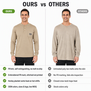 <span class=keywords><strong>เสื้อ</strong></span>ยืดแขนยาวแบบเฮนลีย์สำหรับงานอุตสาหกรรม ทนไฟ ได้มาตรฐาน NFPA 2112 พร้อมกระเป๋า<span class=keywords><strong>เสื้อ</strong></span>แบบถัก ป้าย FR ปลายแขนแบบริบ ป้องกันอันตรายทางอุตสาหกรรม - Product Image 5