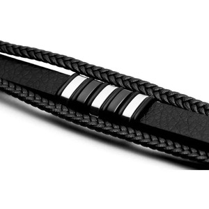All'ingrosso bracciale da <span class=keywords><strong>uomo</strong></span> in vera pelle multistrato in acciaio inossidabile intrecciato <span class=keywords><strong>accessori</strong></span> di moda - Product Image 3