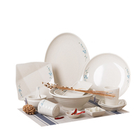 Service de vaisselle en mélamine blanc, imprimé floral, incassable, vente en gros, pièces