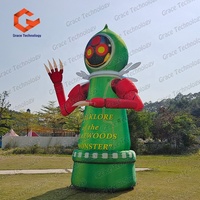 Balon Alien Tiup Kustom, UFO Alien Tiup Buatan Sendiri untuk Dekorasi Pesta Halloween yang Lucu