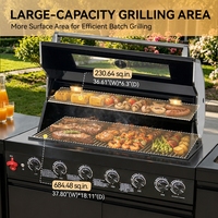Livraison rapide en 7 jours aux États-Unis - Barbecue au gaz propane Youya à 6 brûleurs, moderne, en acier inoxydable, étanche, cuisine extérieure pliable, réfrigérateur