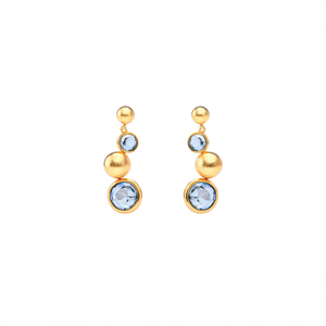 Women's Fashion Trendy Drop <b>Earrings</b> PVD Gold Plated 316L Stainless Steel Sustainable Resistant Blue <b>Crystal</b> <b>Studs</b> - Product Image 2