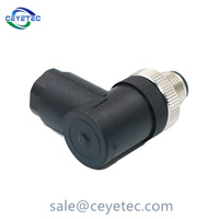 Bouchon à vis à 90 degrés en plastique M12 mâle connecteur de prise d'aviation 4 broches à angle droit un Code