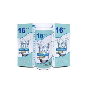 Kit de 16 bandelettes de test d'eau potable pour <span class=keywords><strong>pH</strong></span>, dureté totale, chlore résiduel, usage potable, 100 bandelettes/flacon, précision de 99,9 %, CE - Product Image 4