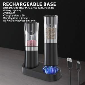 Ensemble de moulins à sel et à poivre électriques rechargeables par gravité haute capacité 100 ml 2 pièces pour la cuisine et le barbecue - Product Image 2