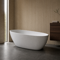 Baignoire autoportante ovale monobloc en surface solide pour hôtels de luxe, baignoire en pierre artificielle