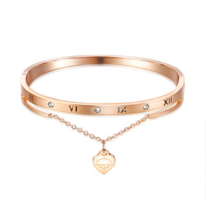 2024 alta calidad China fábrica 316L Acero inoxidable Micro circón pulseras oro rosa encanto brazalete para mujer - Product Image 5