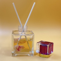 Bouteille diffuseur de parfum en verre rectangulaire mat de luxe, personnalisable avec logo, pour huiles essentielles, avec estampage à chaud