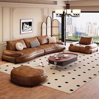 Zeitgenössisches Weißes Echtleder-Sofa-Set mit Sieben Sitzen für Große Wohnzimmer, Hotels und Villen-Projekte