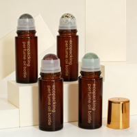 Flacon en verre vide de 30 ml et 50 ml, flacon d'huile essentielle transparent unique avec bille roulante en pierre de quartz