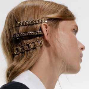 Креативная модная заколка для волос HOVANCI в европейском стиле с цепочкой, позолоченная заколка в форме витой цепочки, набор для крутых девушек - Product Image 1