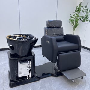 Sillón de Lavado de Cabello Moderno Tipo Reclinable con Lavabo de Cerámica, Equipo para el Cuidado del Cabello y Spa - Product Image 5