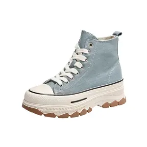 Fashion Sneakers Lace-up Canvas Casual Shoes For Women Canvas Trendy High Top Vulcanize Casual Shoes