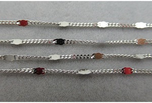 Collana con Paillettes da 1,1mm in Argento Sterling S925, Catena a Maglia Curb 1+1 con Ciondolo a Fetta Piatta - Product Image 6