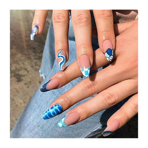 Classique à la mode populaire prix de gros amande Chrome <span class=keywords><strong>faux</strong></span> ongles presse sur <span class=keywords><strong>Transparent</strong></span> brillant <span class=keywords><strong>blanc</strong></span> français pointe presse sur les ongles - Product Image 5