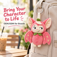 Porte-clés en peluche personnalisé, animaux créatifs, pendentif jouet en peluche, poupée, motif fraise, chauve-souris, monstre