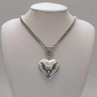 Collier pendentif ouvrable mini cœur en argent avec diamant et chaîne, boîte photo en acier inoxydable, cadeau victorien rétro minimaliste