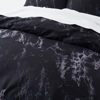 Ensemble de housse de couette 3 pièces, qualité garantie, 100% polyester, noir, respirant, technique de tissage imprimé, literie en microfibre
