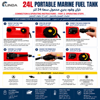 Tangki Bahan Bakar Bensin Antistatik HDPE 24L 2 Tak Linda Yamaha Baru dengan Selang untuk Penggunaan Perahu Tes Profesional